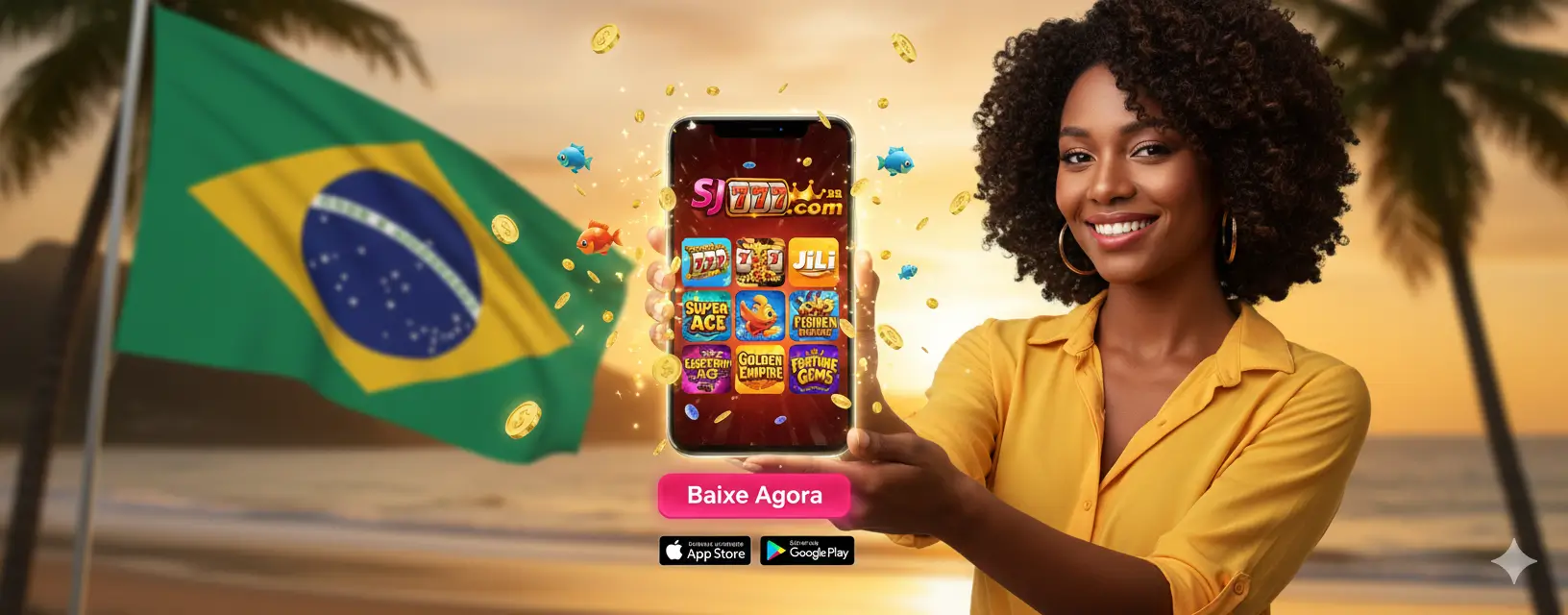 Baixe o App SJ777 hoje — slots 🎰, pescaria 🎣 e prêmios no seu bolso!